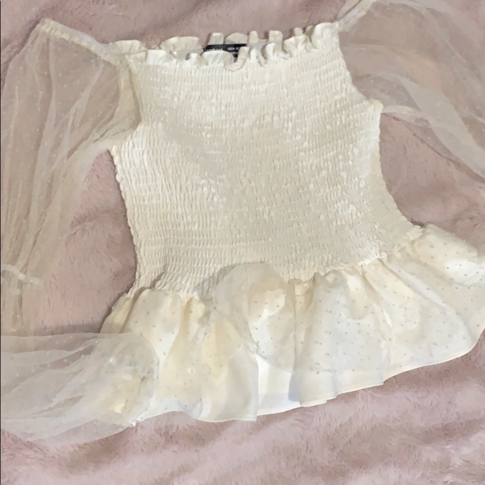 Off the shoulder top with ruffle bottom